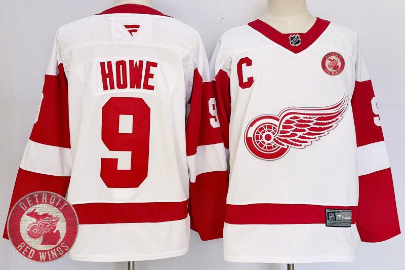 Men Detroit Red Wings #9 Howe White Fanatics 2025 NHL Jersey style 4->detroit red wings->NHL Jersey